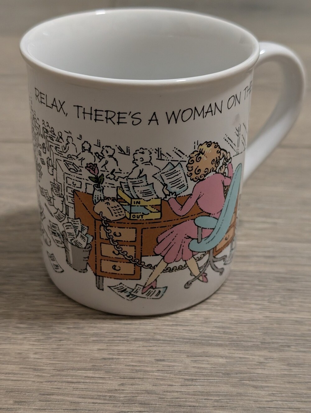 EUC•Vintage 1986 Hallmark Mug Mates "Relax There's A Woman On The Job" Work Mug